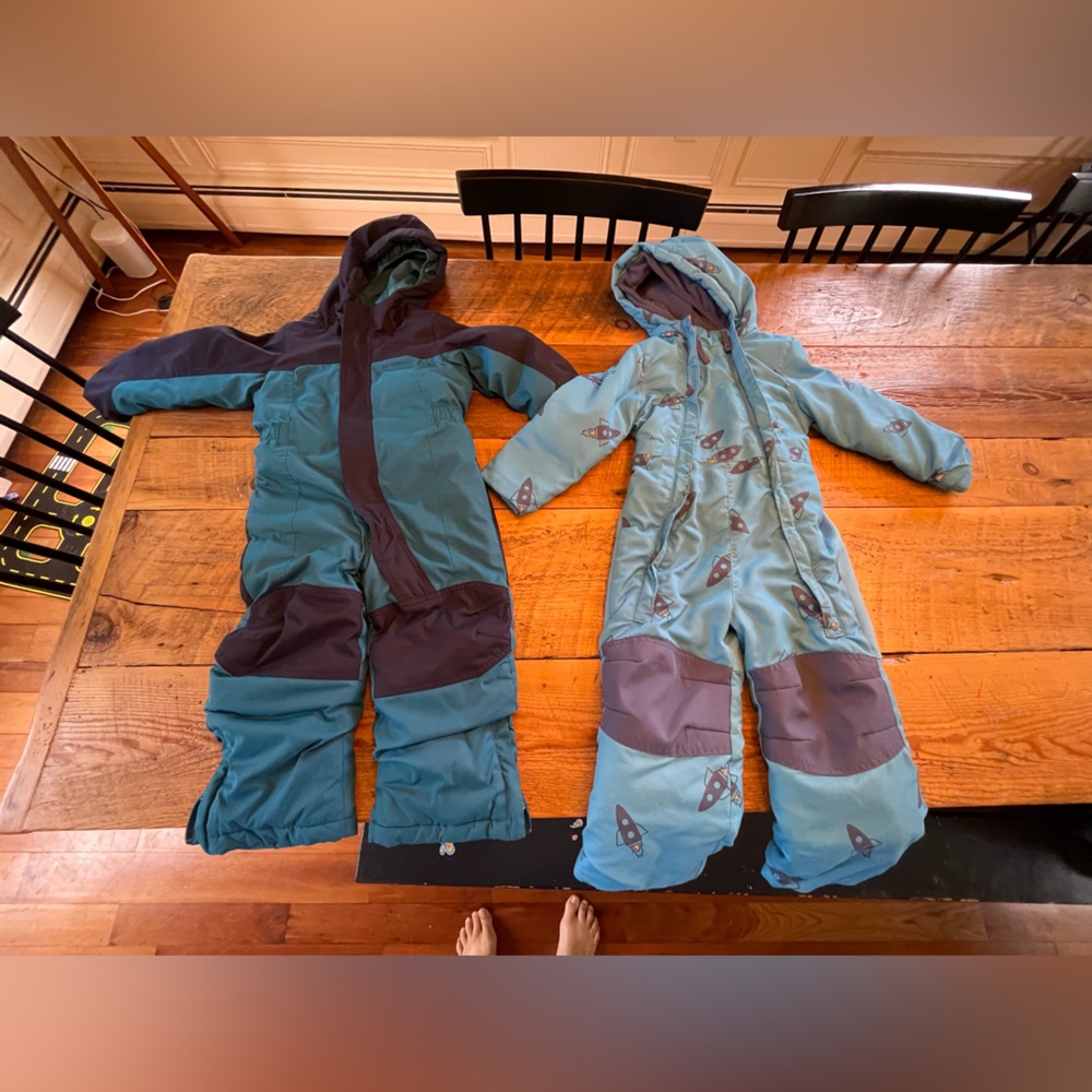 LLBean (blue) and Cat & Jack (Blue and Gray)Rocket Puffer Snowsuit
